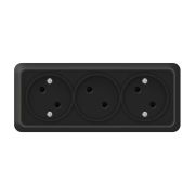 Розетка 3-м ОП Олимп 16А IP20 без заземл. черн. Universal 2217
