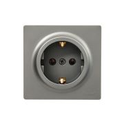 Розетка 1-м ОП LETO с заземл. ПБТ платина LEZARD 752-3500-122B