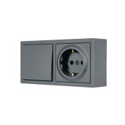 Блок ОП LETO (1-кл. выключатель + 1-м розетка с заземл.) горизонт. графит LEZARD 752-3400-170BAP